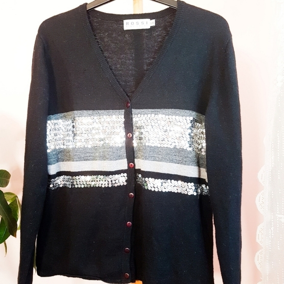 Black and Gray Rino Rossi sequin cardigan - Picture 7 of 7